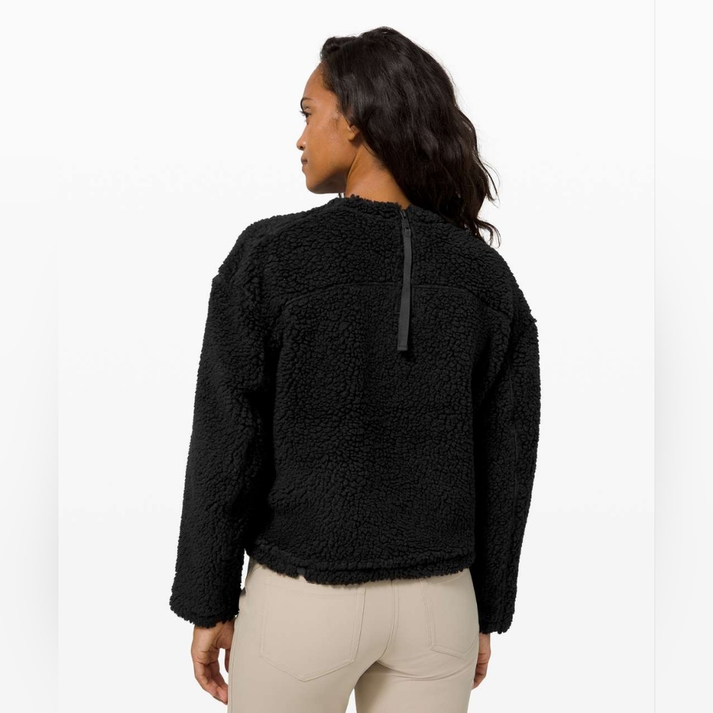 Lululemon 2020 Wool Whenever Crew Sherpa Fleece Sweater Black Size 12 - Picture 2 of 8